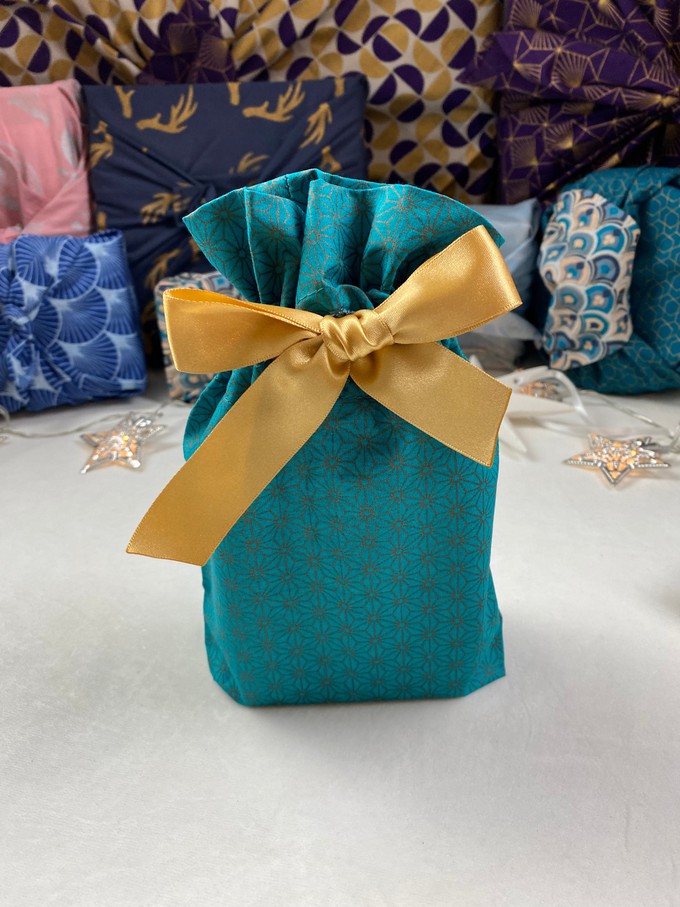 Gift Bag - Jade Green with Bronze Geometric Stars from FabRap