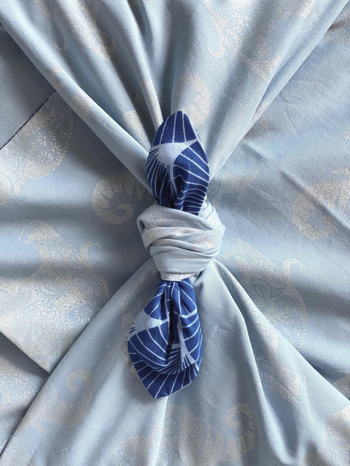 Furoshiki Gift Wrap Sky Elephants & Indigo Fans Fabric Gift Wrap - Double Sided (Reversible) from FabRap
