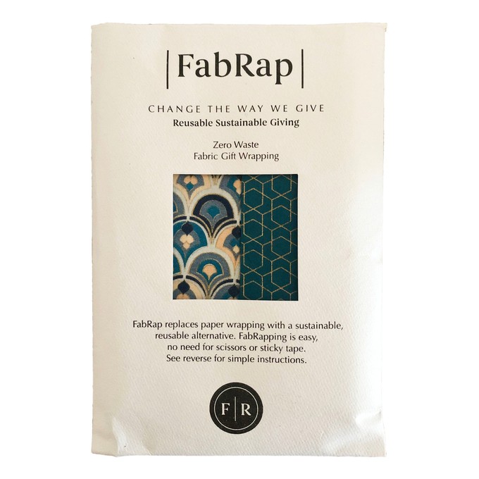 Art Deco & Ocean Fabric Gift Wrap Furoshiki Cloth - Double Sided (Reversible) from FabRap