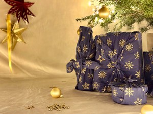 Furoshiki Gift Wrap Midnight Snowflakes Fabric Gift Wrap from FabRap