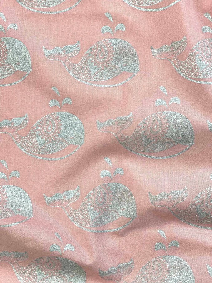 Blush Whales Fabric Gift Wrap Furoshiki Cloth - Single Sided from FabRap