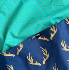 Jade and Midnight Reindeer Fabric Gift Wrap Furoshiki Cloth - Double Sided (Reversible) via FabRap