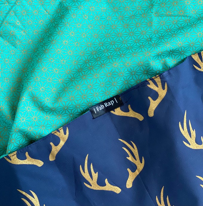 Furoshiki Gift Wrap Jade and Midnight Reindeer Fabric Gift Wrap - Double Sided (Reversible) from FabRap