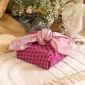 Furoshiki Gift Wrap Blush Whales & Maroon Arches Fabric Gift Wrap - Double Sided (Reversible) from FabRap