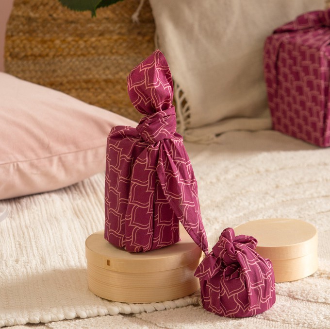 Furoshiki Gift Wrap Burgundy Arches Fabric Gift Wrap from FabRap