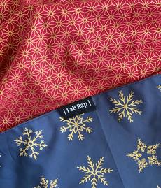 Ruby & Midnight Snowflakes Fabric Gift Wrap Furoshiki Cloth - Double Sided (Reversible) via FabRap