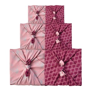 Furoshiki Gift Wrap - 3 Pack (Sizes S, M & L) Double Sided Bundle - Blush & Burgundy Arches Maroon from FabRap