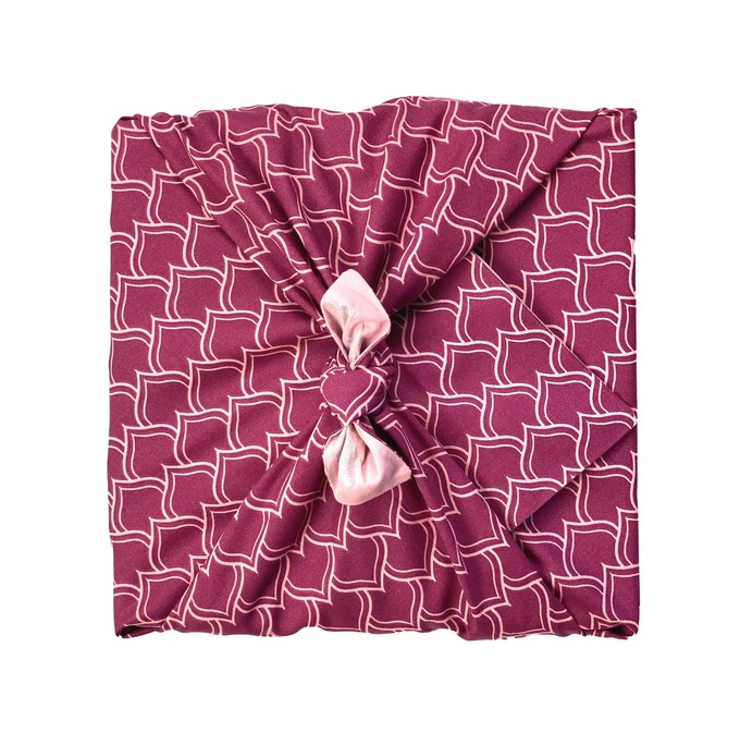 Blush Whales & Maroon Arches Fabric Gift Wrap Furoshiki Cloth - Double Sided (Reversible) from FabRap