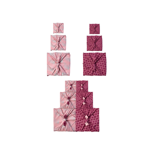 Furoshiki Gift Wrap - 9 Piece Blush Whales & Maroon Arches Bundle Fabric Gift Wrap from FabRap