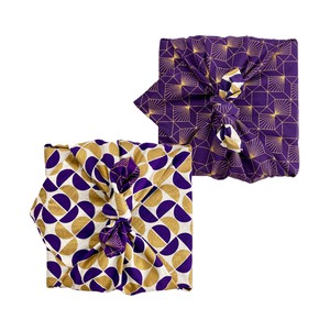 Furoshiki Gift Wrap - 3 Pack (Sizes S, M & L) Double Sided Bundle - Plum Diamonds & Gold Moons from FabRap