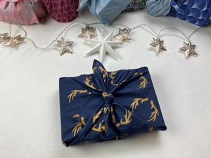 Midnight Reindeers Fabric Gift Wrap Furoshiki Cloth - Single Sided from FabRap