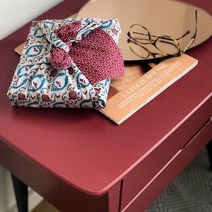 Furoshiki Gift Wrap Teal & Cherry Fabric Gift Wrap - Double Sided (Reversible) from FabRap