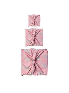 Furoshiki Gift Wrap - 3 Pack (Sizes Small, Medium & Large) Single Sided Bundle - Blush with Silver Whales via FabRap