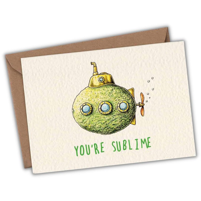 Lime greeting card "You're sublime" from Fairy Positron