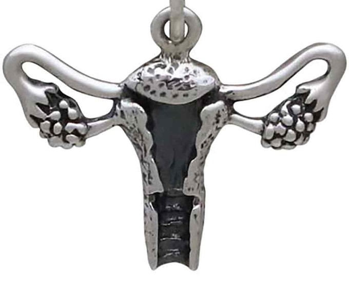 Silver earrings vulva &amp; uterus from Fairy Positron