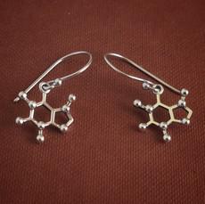 Silver earrings caffeine molecule via Fairy Positron