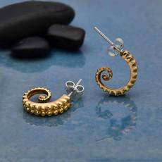 Silver earrings with bronze octopus arm via Fairy Positron
