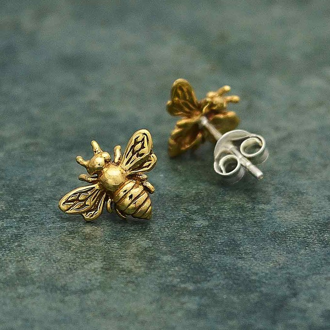 Silver studs with bronze bee (large) from Fairy Positron