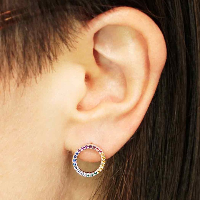 Silver earrings rainbow circle from Fairy Positron