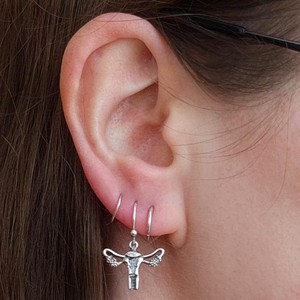 Silver earrings vulva &amp; uterus from Fairy Positron