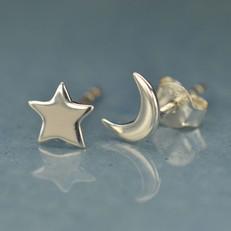 Silver earrings moon and star via Fairy Positron
