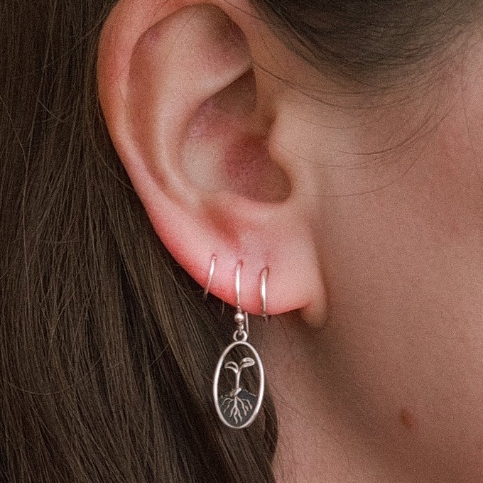 Silver seedling earrings from Fairy Positron