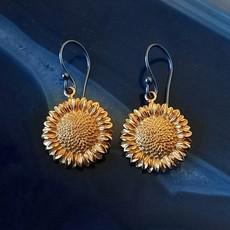 Silver earrings with bronze sunflower from Fairy Positron