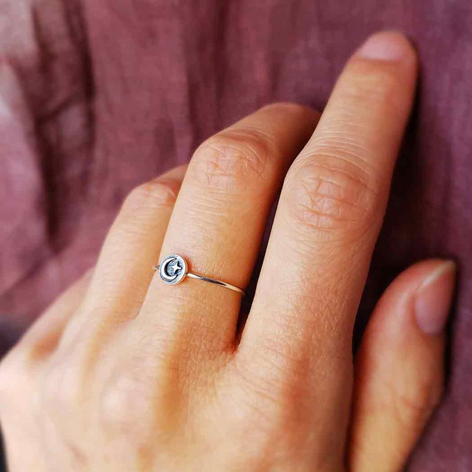 Zilveren ring maan en ster from Fairy Positron