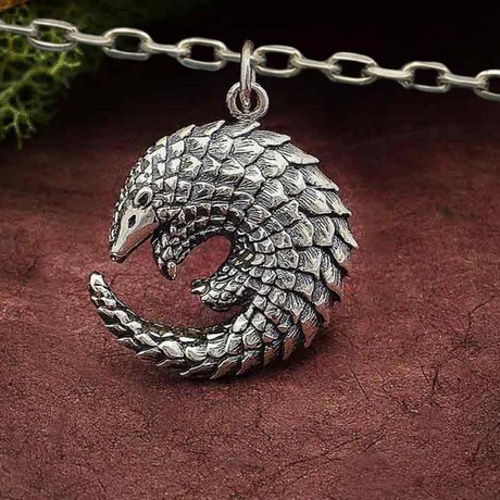 Silver necklace pangolin from Fairy Positron