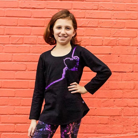 Long-sleeved tunic "Android Heart Circuit" (6y+14y) from Fairy Positron