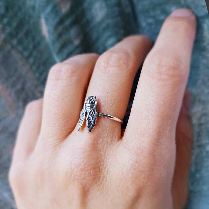 Zilveren ring cicade from Fairy Positron