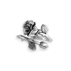 Zilveren ring roos en rozenknop via Fairy Positron