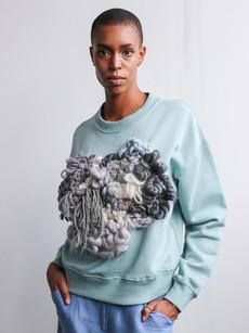 Recycled & Organic Cotton Wool Front Jumper Mint Green via Fanfare Label