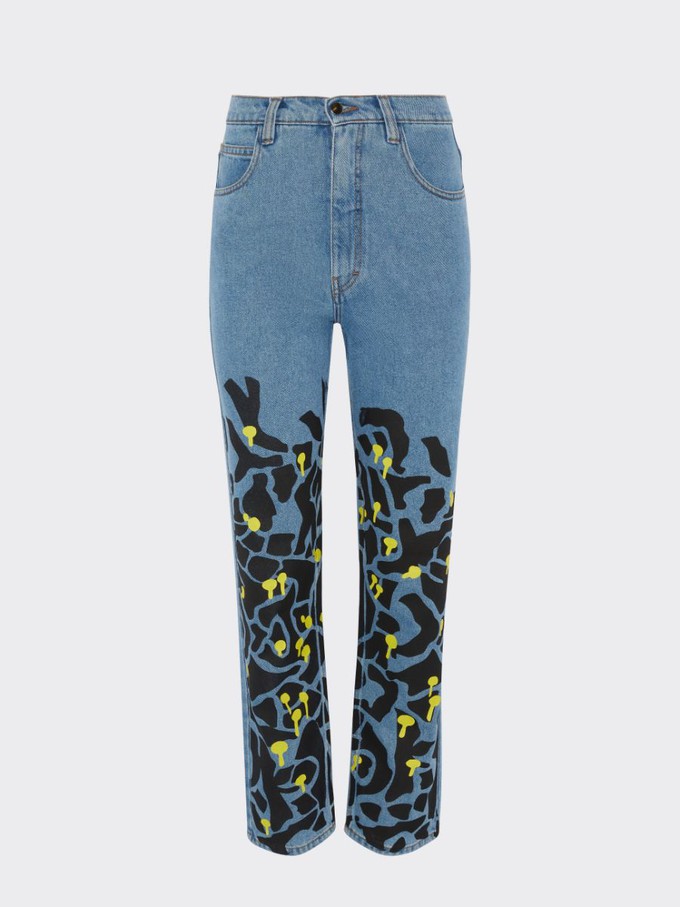 High Waisted Organic & Recycled Mushroom Wood Blue Jeans from Fanfare Label