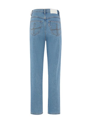 High Waisted Organic & Recycled Plain Blue Jeans from Fanfare Label
