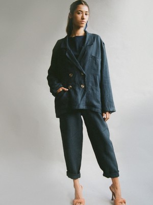 Ethically Made Navy Linen Suit from Fanfare Label