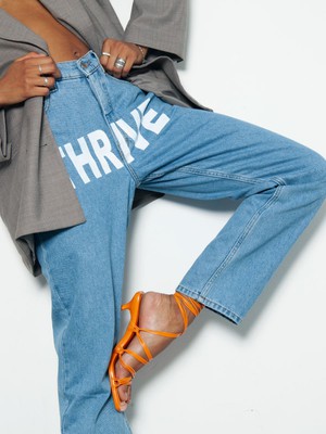High Waisted Organic & Recycled Thrive Blue Jeans from Fanfare Label