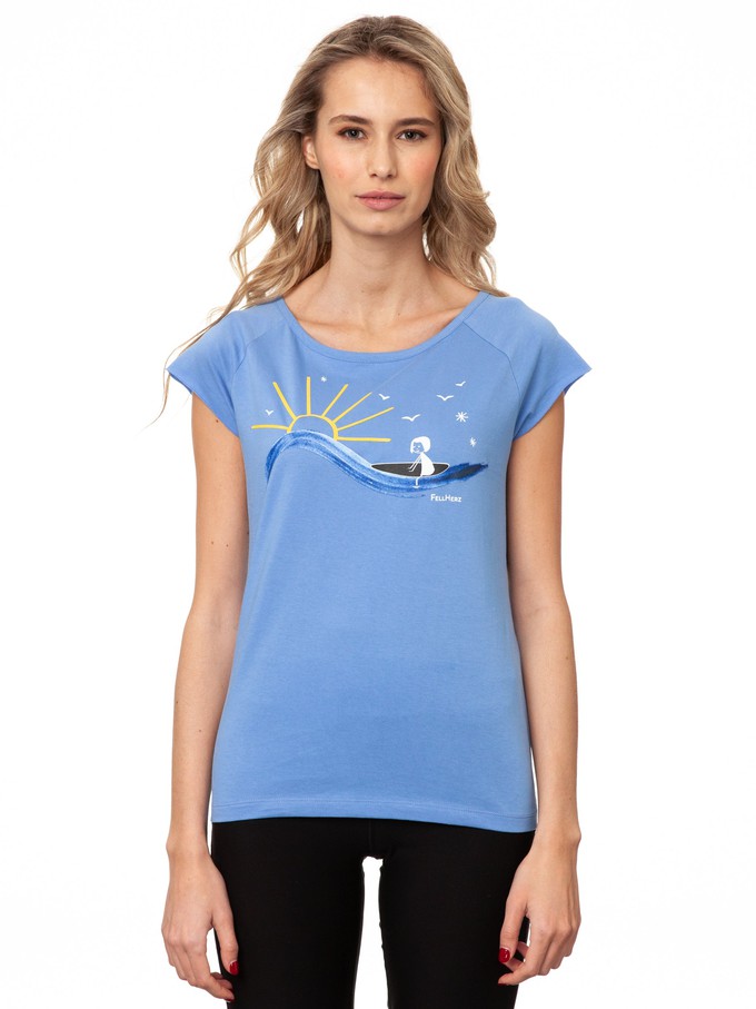 Surfing Girl Cap Sleeve cornflower from FellHerz T-Shirts - bio, fair & vegan