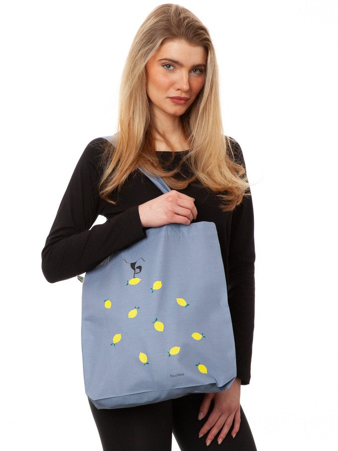 Lemon Girl Tote Bag light denim from FellHerz T-Shirts - bio, fair & vegan