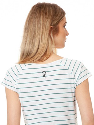 Cap Sleeve striped white teal from FellHerz T-Shirts - bio, fair & vegan