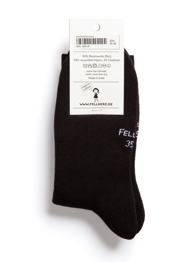 Pack of 3 warm, cuddly socks with organic cotton, black from FellHerz T-Shirts - bio, fair & vegan