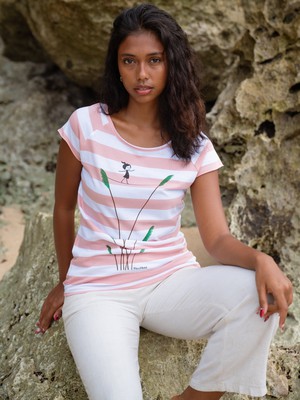 Seiltanz Cap Sleeve block striped light pink from FellHerz T-Shirts - bio, fair & vegan