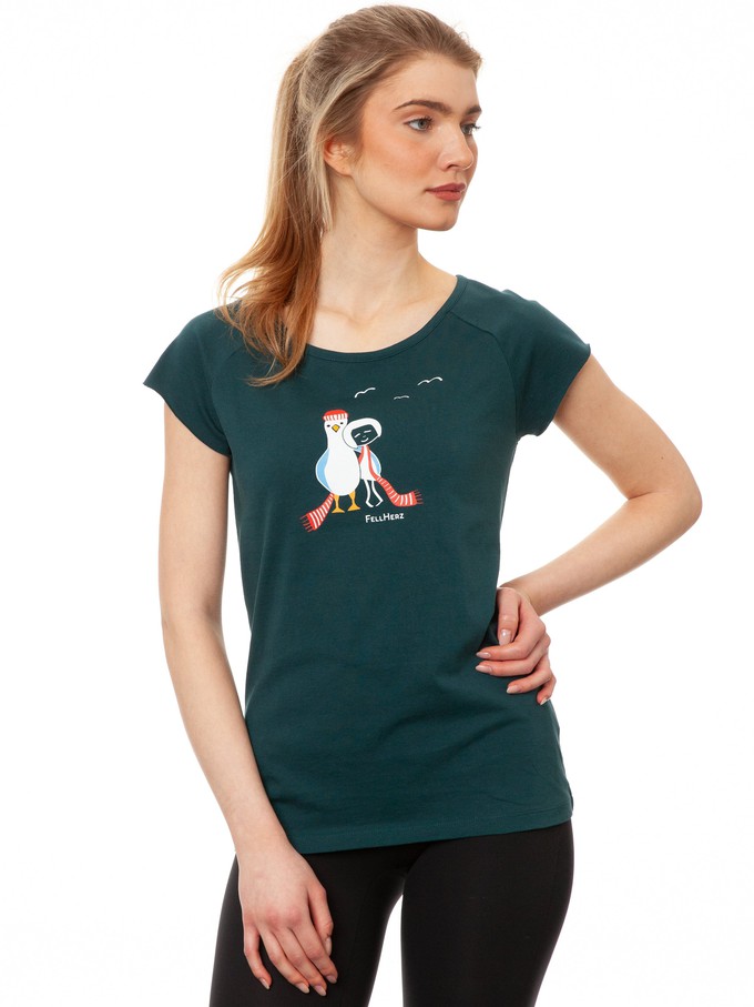 Seagull Love Cap Sleeve Deep Teal from FellHerz T-Shirts - bio, fair & vegan