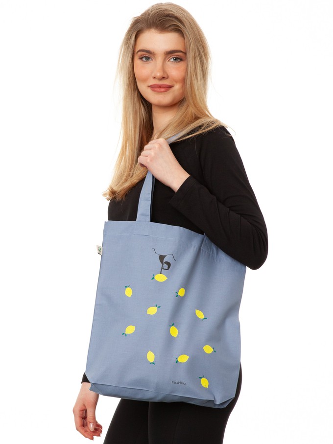 Lemon Girl Tote Bag light denim from FellHerz T-Shirts - bio, fair & vegan