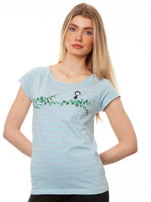 Ivy Girl Cap Sleeve striped light blue mint from FellHerz T-Shirts - bio, fair & vegan