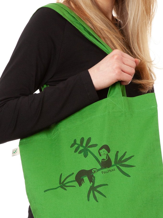 Sloth Tote Bag leaf green from FellHerz T-Shirts - bio, fair & vegan