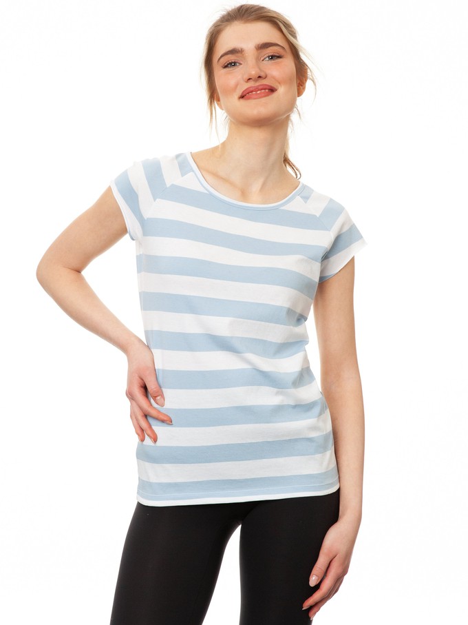 Cap Sleeve block striped light blue from FellHerz T-Shirts - bio, fair & vegan