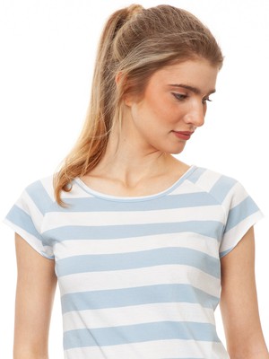 Cap Sleeve block striped light blue from FellHerz T-Shirts - bio, fair & vegan