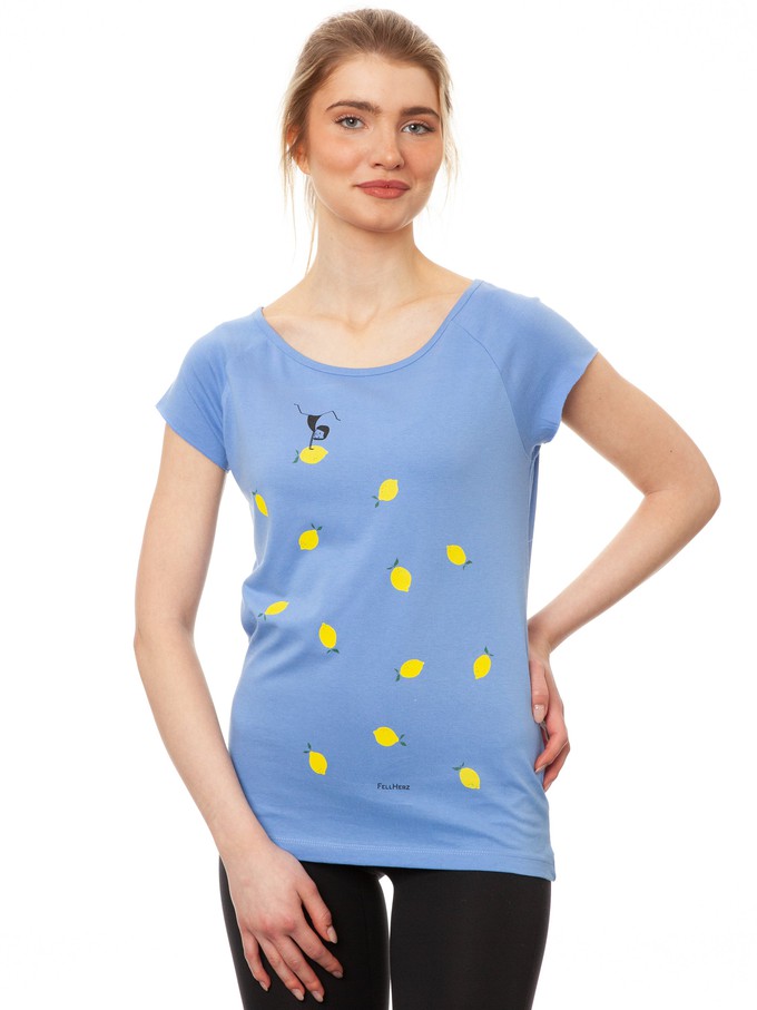 Lemon Girl Cap Sleeve Cornflower from FellHerz T-Shirts - bio, fair & vegan