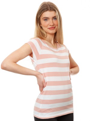 Cap Sleeve Block Striped Light Pink from FellHerz T-Shirts - bio, fair & vegan
